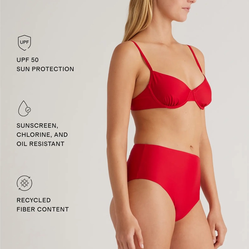 NWT Quince Women's Italian Demi Bikini Top Red Size S, M, L and XL - Picture 3 of 14